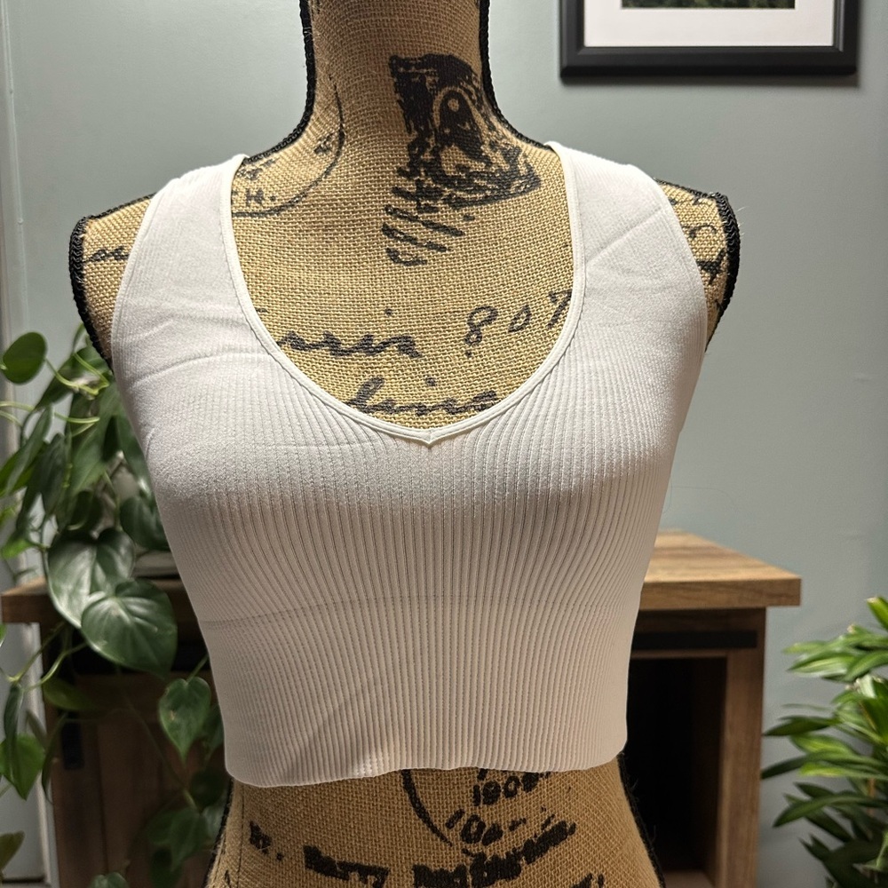 Nikibiki ribbed plunge crop tank top. One size.